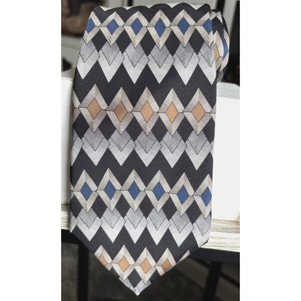 Conte Di Milano Necktie 100% Silk Multi Color Geometric